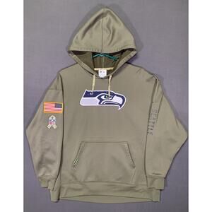 Nike Therma Fit Seattle Seahawks NFL Hoodie Salute to Service Sweatshirt Large